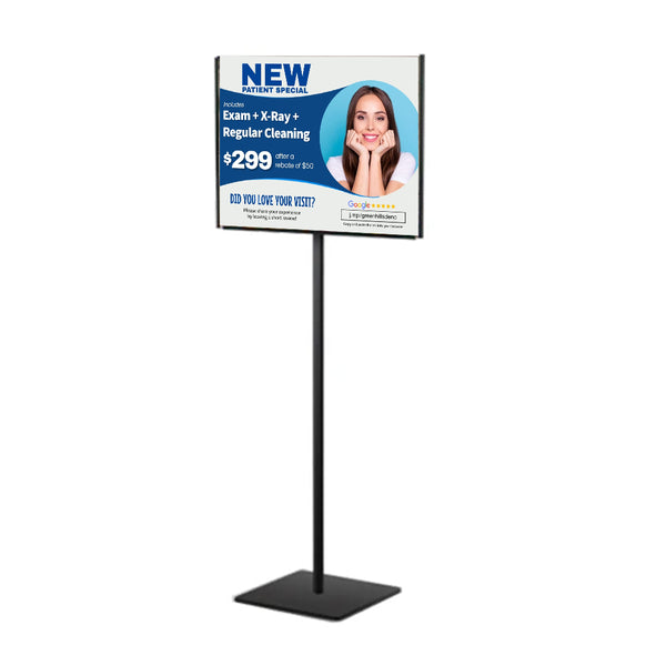 11 x 17 Lightweight Countertop Pedestal Sign Stand - Single-Sided With Fixed Height Post 18"