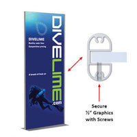 
24 x 84 Mounted Graphic Poster Board Floorstand with Solid Steel Base, Silver or Black
