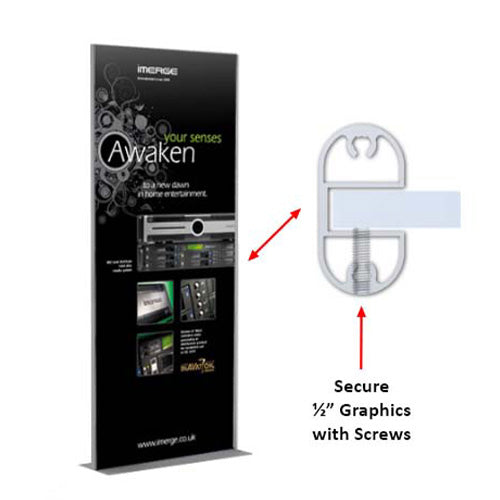 36 x 84 Mounted Graphic Poster Board Floor Stand with Solid Steel Base, in Silver or Black Finishes