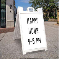 STREET-MASTER A-Board 22x28 Outdoor Sidewalk Plastic Sign Board A-Frame with Grease Pencil Kit, 2-Sided - White