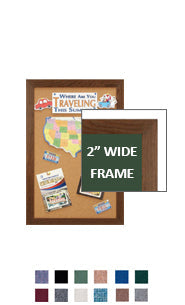 WIDE WOOD 11x14 Framed Cork Bulletin Board (Open Face with 2" Wide Wood Frame)