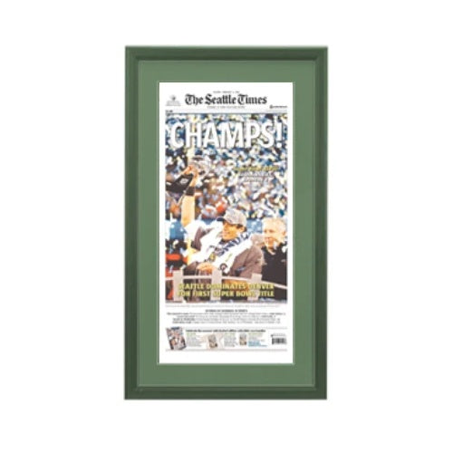 Seattle Seahawks Superbowl 48 Newspaper Wood Display Frame
