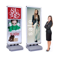 SUPER TALL Outdoor Windproof Snap Frame Curb Sign Holder 78" with Wheels | Tip and Roll | Fill Molded Base with Water/Sand