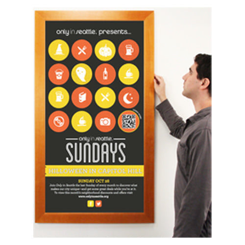 27 x 41 Wood Picture Poster Display Frames (Wide Wood)
