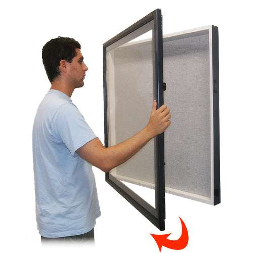 44x68 SwingFrame Designer Wood Framed Large Cork Board Display Case 8 Inch Deep
