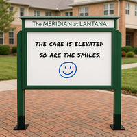 36" x 36" Viewable Area Magnetic White Dry Erase Board Outdoor Message Center with Header and Posts (Single Door)