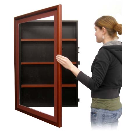 Designer Wood Shadow Box SwingFrame with Adjustable Wooden Shelves | 6-Inch Deep Shadowbox, 25+ Sizes