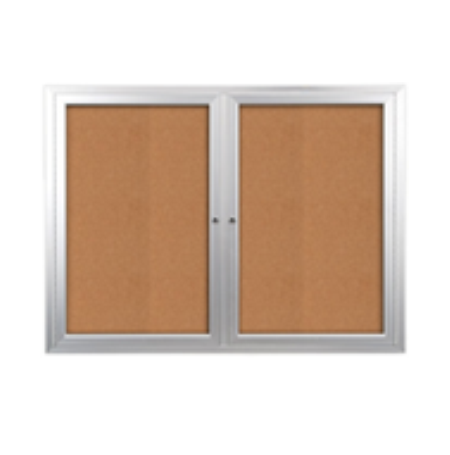 60 x 36 INDOOR Enclosed Bulletin Cork Boards 2 DOOR