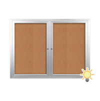 Enclosed Indoor Bulletin Boards 72 x 36 with Interior Lighting and Radius Edge (2 DOORS)