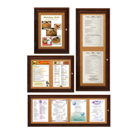 Indoor Enclosed Wood Menu Cases (8 1/2" x 14" Portrait Menus)