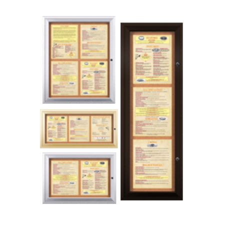 Indoor Enclosed Menu Cases with Lights (11" x 14" Portrait Menus) (Radius Edge)