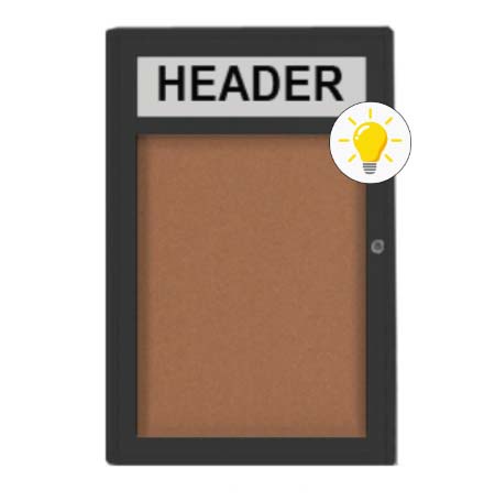 Extra Large Indoor Enclosed Bulletin Board Swing Cases 36 x 84 with Header and Lights (Radius Edge)