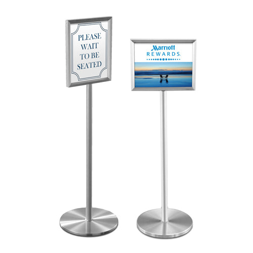 12x18 Deluxe Hospitality Sign Holder Floorstand Displays - Satin Aluminum Finish