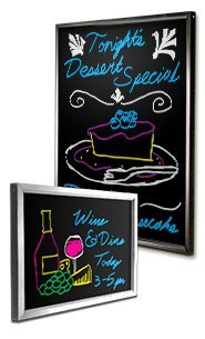 Upscale Hospitality Wall Mount 14x22 Black Marker Board Display Frames | Brass Frames