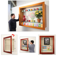 WIDE WOOD SHADOW BOX 16 x 20 WITH SHELVES (7" DEEP) | WALL MOUNT