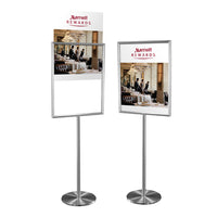 Upscale, Heavy-Duty 18x24 Deluxe Hospitality Sign Holder Floor Stand with One or 2-Sided Viewable Frame + Satin Aluminum Finish