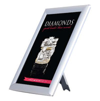 AD Promo Frame 8.5x11 Countertop Sign Frame | Silver Snap Frame with Built-in Easel or Wall Mount