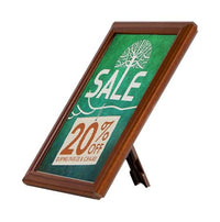 AD Promo Frame 5x7 Countertop Sign Frame with Wood Snap Frame. Use Built-in Easel or Wall Mount