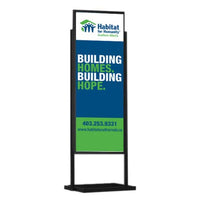 Tall, One Tier Sign Stand 22 x 69 Poster Holder on Sturdy Double Post Rectangular Base | 2-Sided Viewing