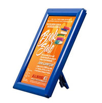 AD Promo Frame 5x7 Countertop Sign Frame | Blue Snap Frame with Built-in Easel or Wall Mount