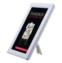 5x7 AD Promo Snap Frame in White Metal Finish | Place on Counter Top, Tabletop, Shelf or Wall Mount