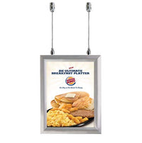 8.5x11 Ceiling Mount Display Snap Frame Poster Sign Holder | Two-Sided Silver Metal Frame Finish