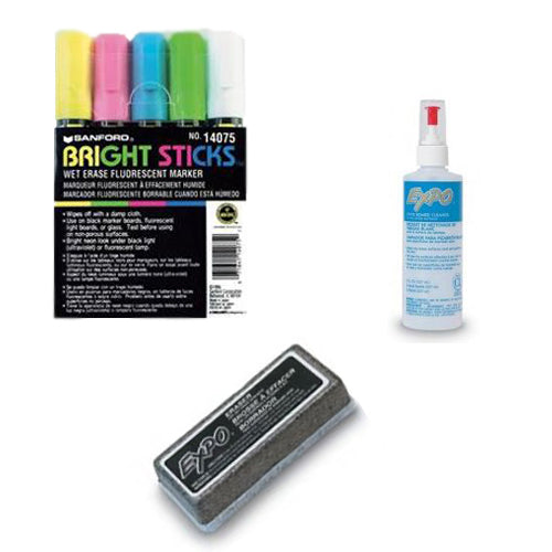 OPTIONAL ACCESSORIES: STANDARD MARKER SET, ERASER, and SPRAY CLEANER