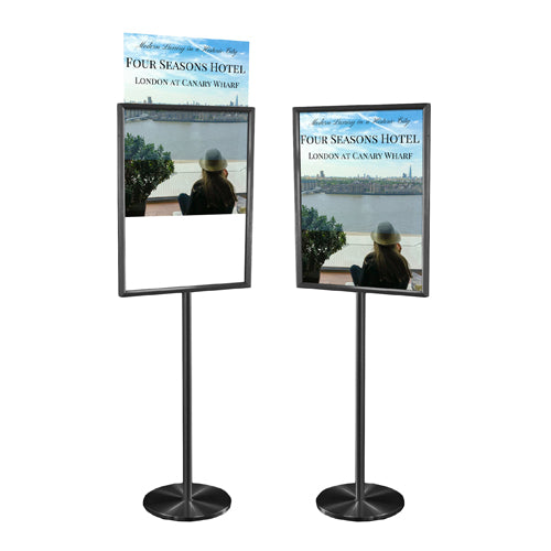 22x28 Deluxe Black Sign Holder Floorstand Displays | Top Loading Frame Design