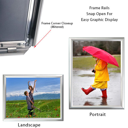 24 x 48 Snap Frame with Mitered Corners Wall Mounts in Portrait or Landscape Position