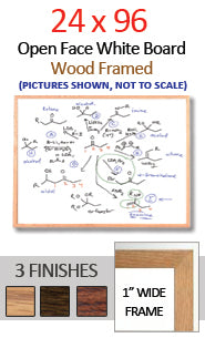24x96 Wood Framed White Board Dry Erase Marker Board Whiteboard 3 Wood Finishes