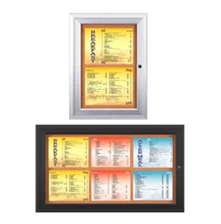 Outdoor Enclosed Menu Cases with Lights for 8 1/2" x 11" Portrait Menu Sizes