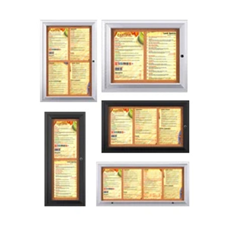 Outdoor Enclosed Menu Cases with Lights for 8 1/2" x 14" Portrait Menu Sizes (Radius Edge)