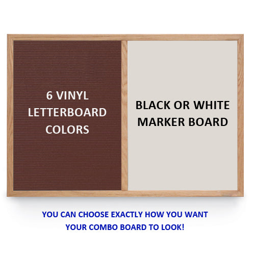 WOOD FRAMED 36" x 72" LETTER BOARD / MAGNETIC MARKER COMBO BOARD