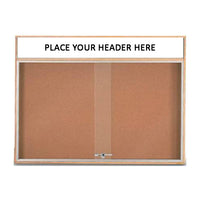 WOOD ENCLOSED 40x40 BULLETIN BOARD WITH SLIDING DOORS & HEADER (SHOWN IN LIGHT OAK)