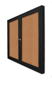 Lockable Indoor Bulletin Board 2 Door with Lights