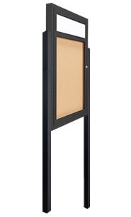 SwingCase Standing 8.5x11 Outdoor Bulletin Board Enclosed with Header + Posts (One Door)