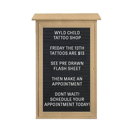 8.5x11 Outdoor Message Center with Letter Board Wall Mounted - LEFT Hinged