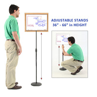 ADJUSTABLE PEDESTAL 14 x 18 WHITE BOARD WOOD FRAMED FLOOR STAND