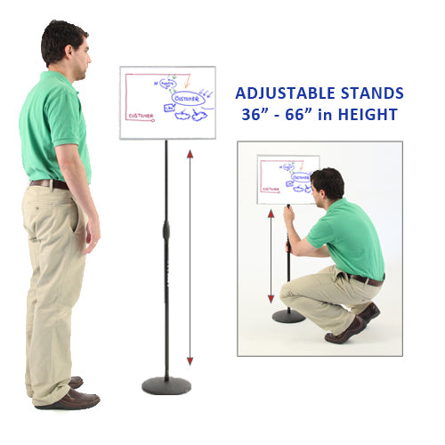 ADJUSTABLE PEDESTAL 20 x 15 WHITE BOARD FLOOR STAND