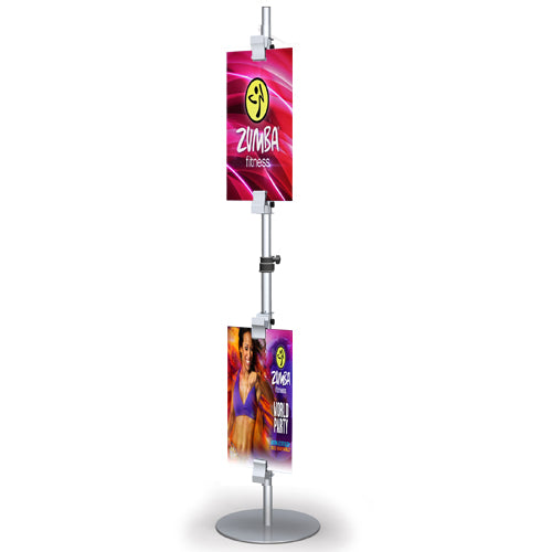 Adjustable Pole Sign Stands (Double Sided) - with Clamps Poster Display