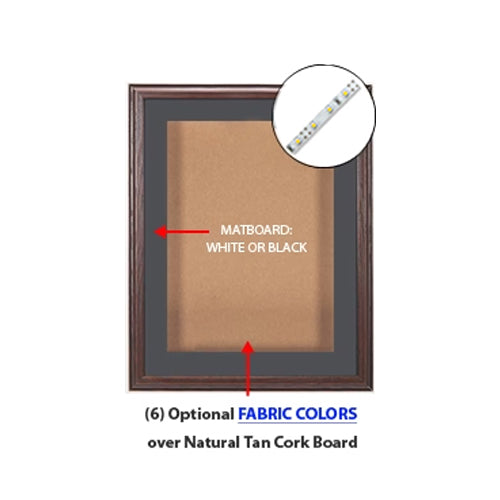 Oak Wood Frame Shadowbox 3" Deep SwingFrames + Cork Board + Interior Lighting