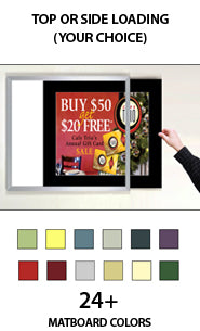 Designer Euro Style Slide In Picture Frame for Posters 8.5x14 + 3" Wide Matboard