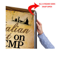 SNAP OPEN all 4 WOOD FRAME SIDES for EASY 48x48 POSTER CHANGES