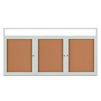 Enclosed Outdoor Bulletin Boards 72 x 36 with Message Header and Radius Edge (3 DOORS)