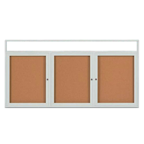 Enclosed Outdoor Bulletin Boards 72 x 48 with Message Header and Radius Edge (3 DOORS)