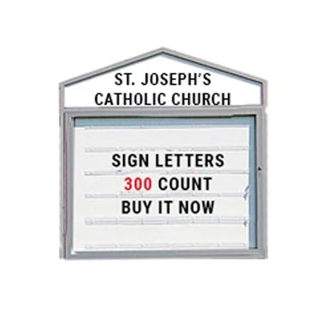 Enclosed Cathedral Reader Board with custom pointed header, 48" by 36" Lockable Cabinet