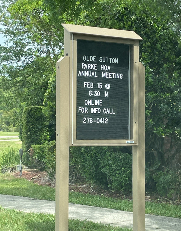 Free-Standing 24 x 36 Outdoor Message Center Letter Board on Posts  | Eco-Design Faux Wood Information Board