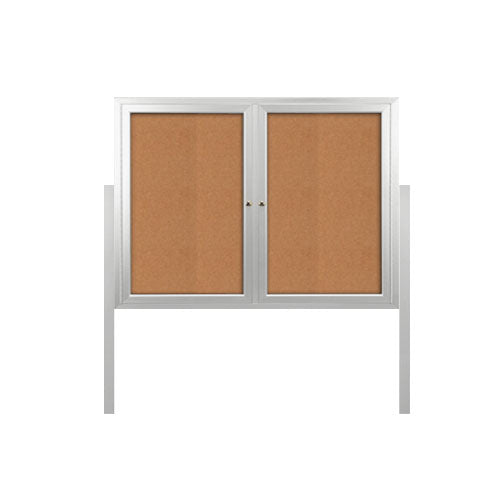 FREESTANDING 72" x 30" CORK BOARD WITH POSTS (SHOWN in SILVER FINISH)