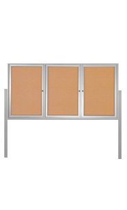 Outdoor Lockable Bulletin Board 3 Door Free Standing