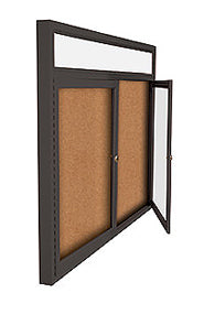 Lockable Indoor Bulletin Board 2 Door with Personalized Message Header